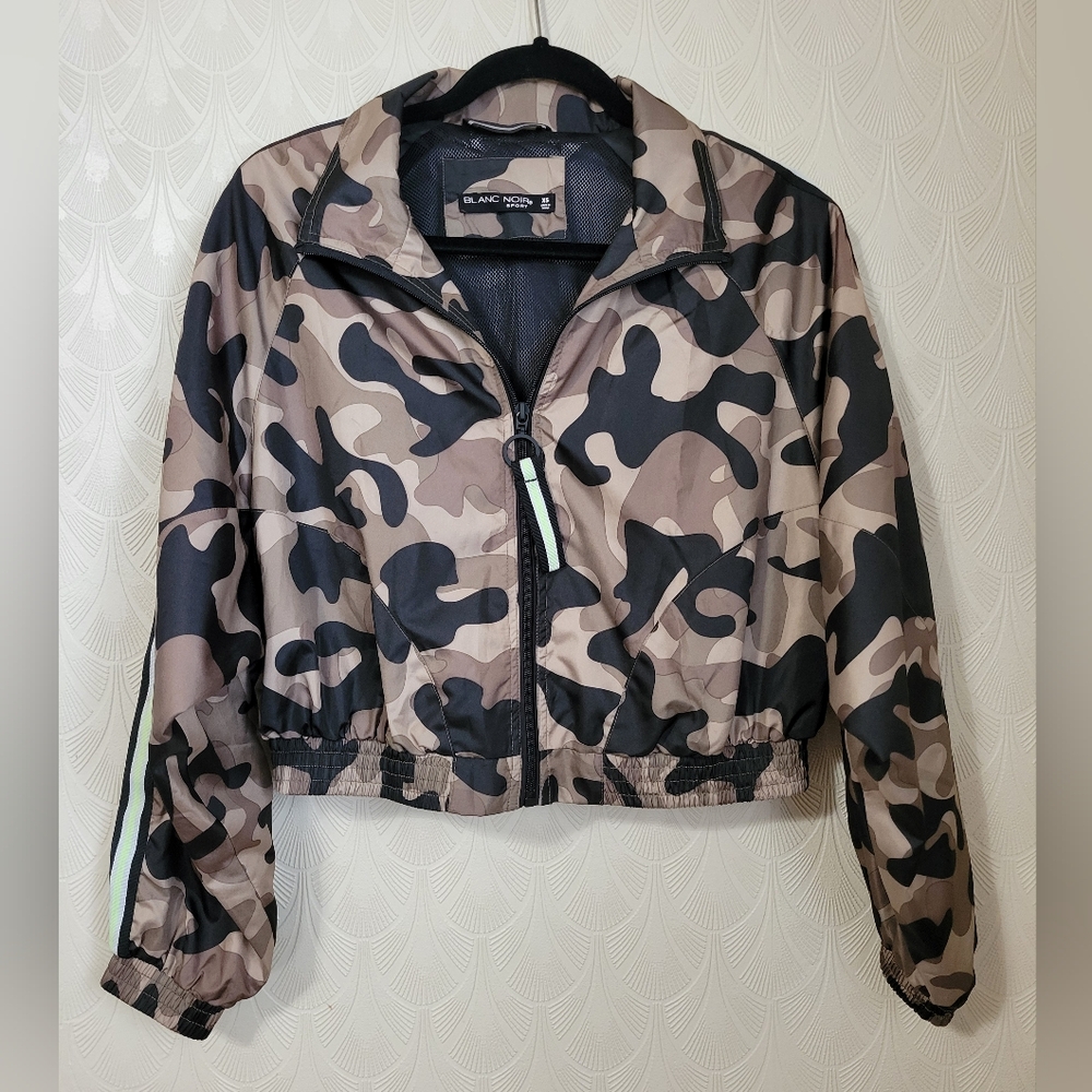 Blanc Noir Sport Camouflage Wind Cropped Jacket Womens XS Full Zip Gorpcore - Picture 1 of 7